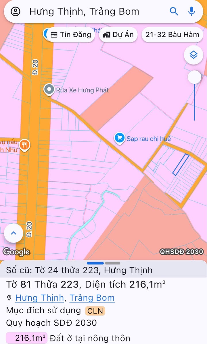 Đất nền đường Hưng Thịnh, Biên Hòa - 222m² sổ hồng, giá 950 triệu