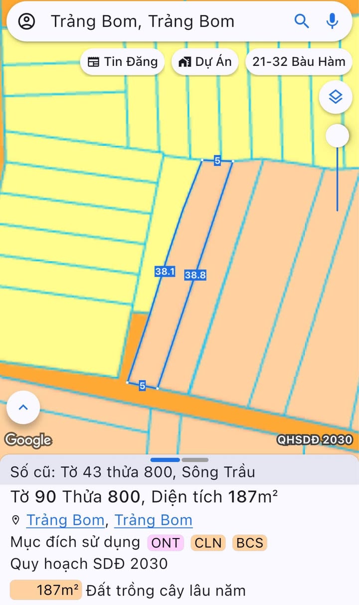 Đất nền 190m² Trảng Bom - Sổ đỏ thổ cư, gần KCN Bàu Xéo 300m