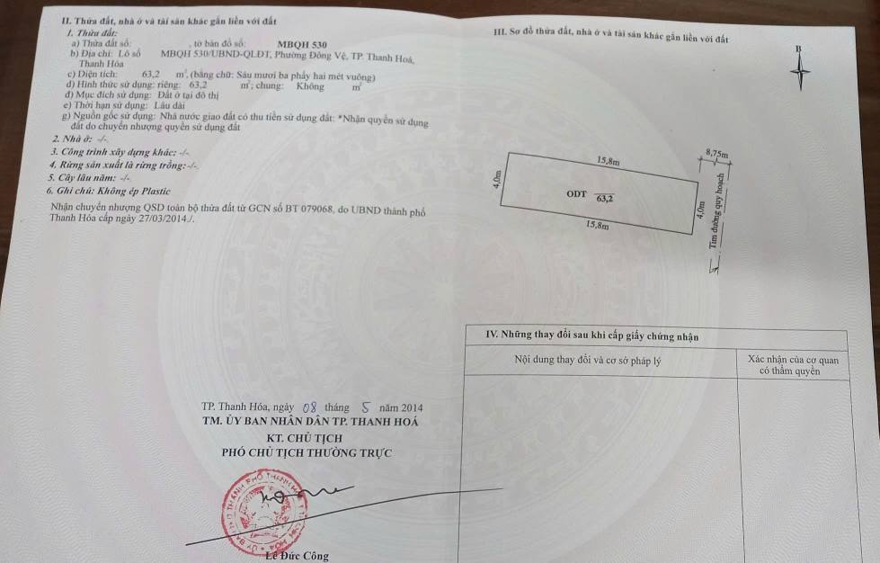 Đất nền MB530 Thanh Hóa 63.5m² - Vị trí đắc địa, sổ đỏ sẵn sàng