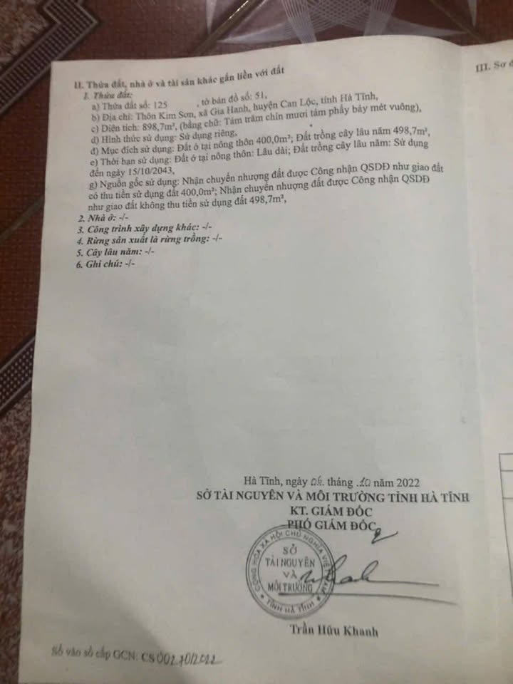 Đất Vàng 900m² 2 Mặt Tiền, Gần Trường Tiểu Học Gia Hanh - Hà Tĩnh