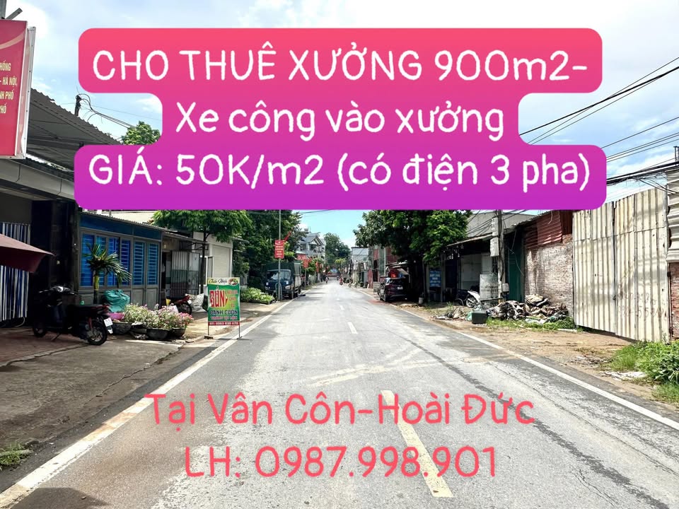 Kho xưởng Vân Côn 900m² - Xe công thoải mái, hoạt động ngay!