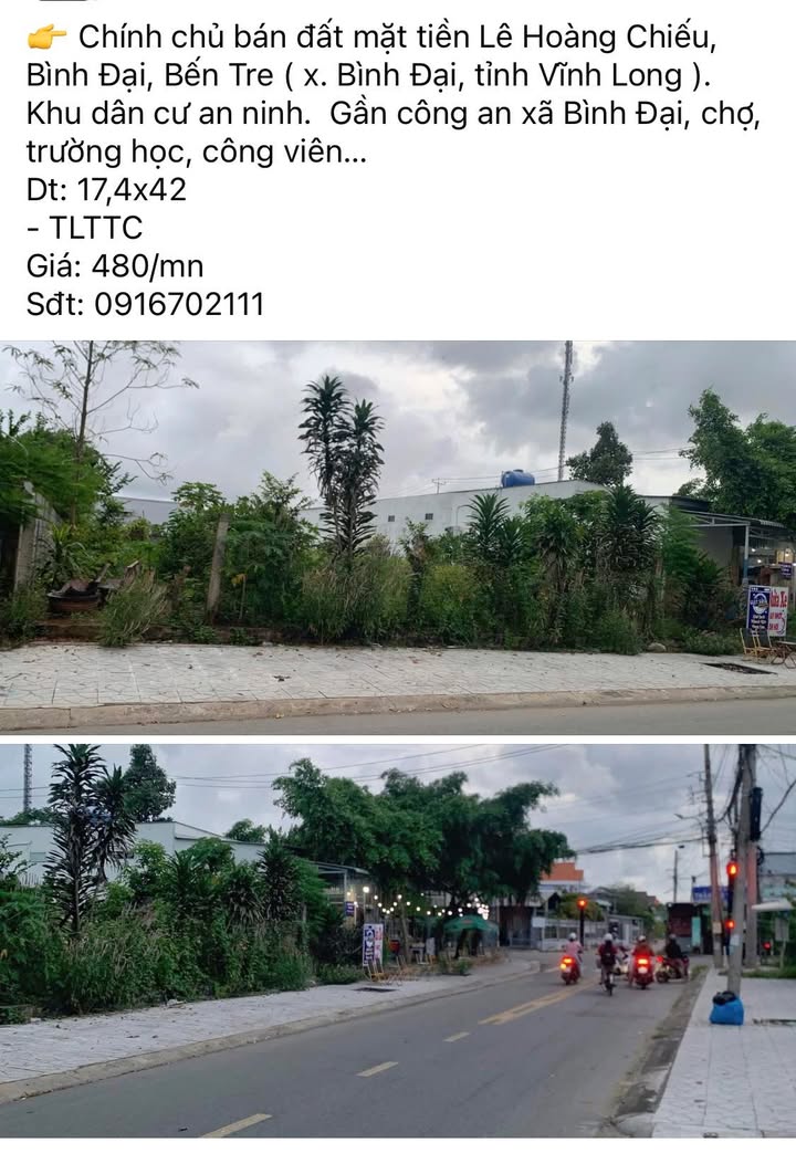 Đất Vườn Bến Tre - Mặt Tiền Lê Hoàng Chiếu, Bình Đại - 731m² Giá Tốt