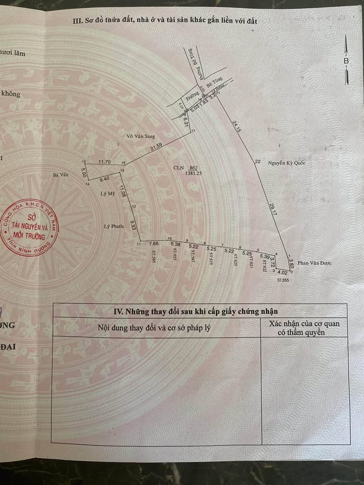 Bán Đất Nền 1382m² Mặt Tiền Đường Bê Tông 4.5m, T.P Thủ Dầu Một, Bình Dương