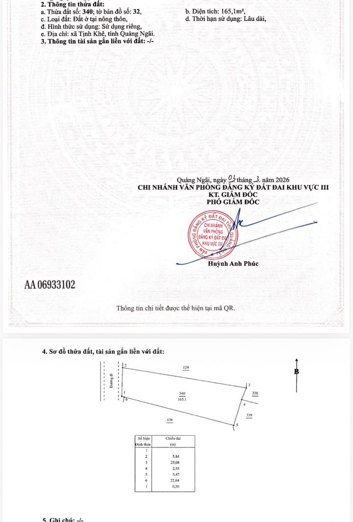 Đất Vườn Tịnh Khê 165m² - 1.58 Tỷ - Sổ Đỏ Thổ Cư, Gần Biển