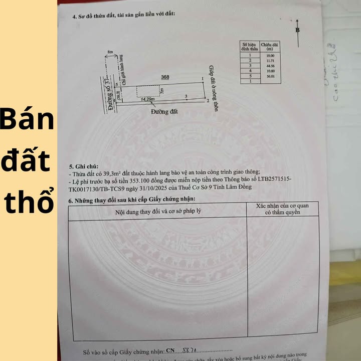 Bán Gấp Lô Góc 572.5m² Thổ Cư Sổ Hồng Riêng Tại Đakia, Bình Thuận - Giá 780 Triệu