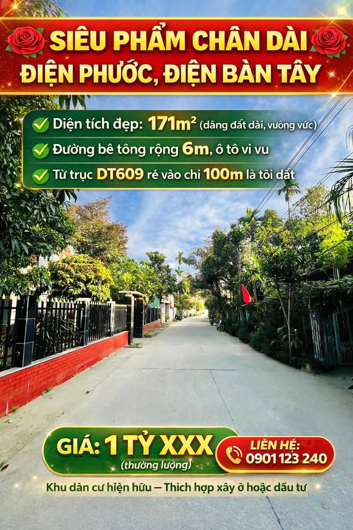 Đất nền Điện Phước, Điện Bàn 171m² 1 tỷ - Đường to ô tô
