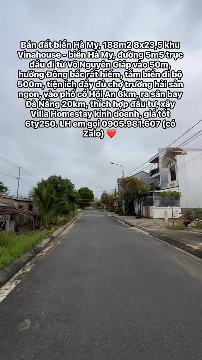 Đất Biển Hà My 188m² - Xây Villa/Homestay Siêu Lợi Nhuận, Giá 6.25 Tỷ