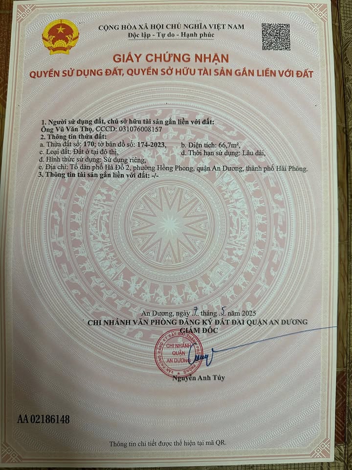 Đất nền ngõ thông Hà Đỗ 67m² - Hơn 1.2 tỷ - An Dương, Hải Phòng