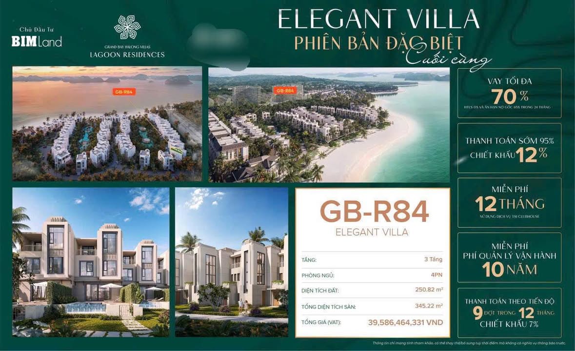 Villa Grand Bay Hạ Long 251m² - Căn Cuối Cùng, Giá Tốt, Sở Hữu Độc Quyền