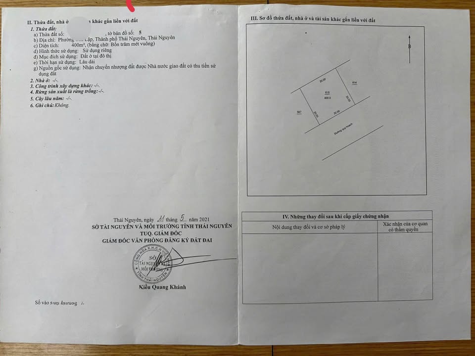 Đất nền Phổ Yên 400m² - Sổ đỏ chính chủ, xây dựng tự do!