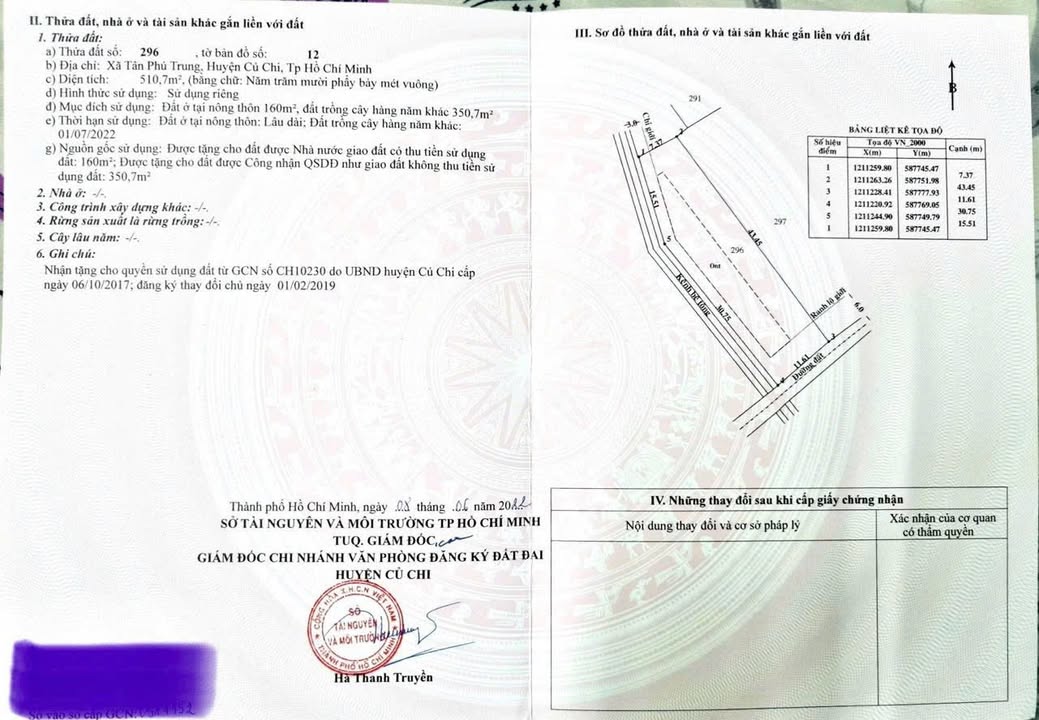 Đất nền Củ Chi 510.7m² - Sổ hồng riêng, thổ cư sẵn, bán gấp!