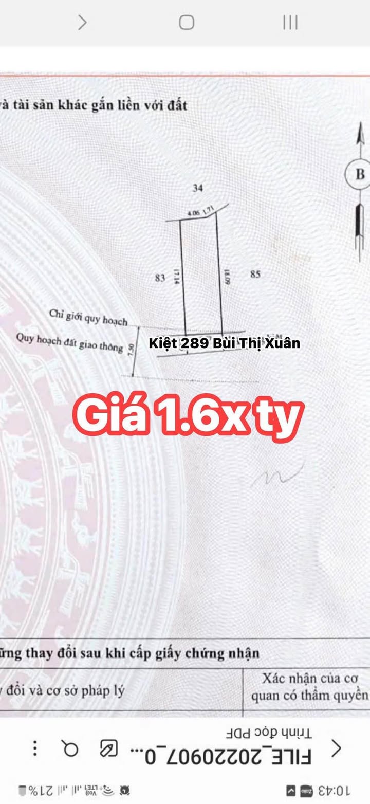 Đất nền 289 Bùi Thị Xuân, Huế 97m² - Sổ đỏ chính chủ