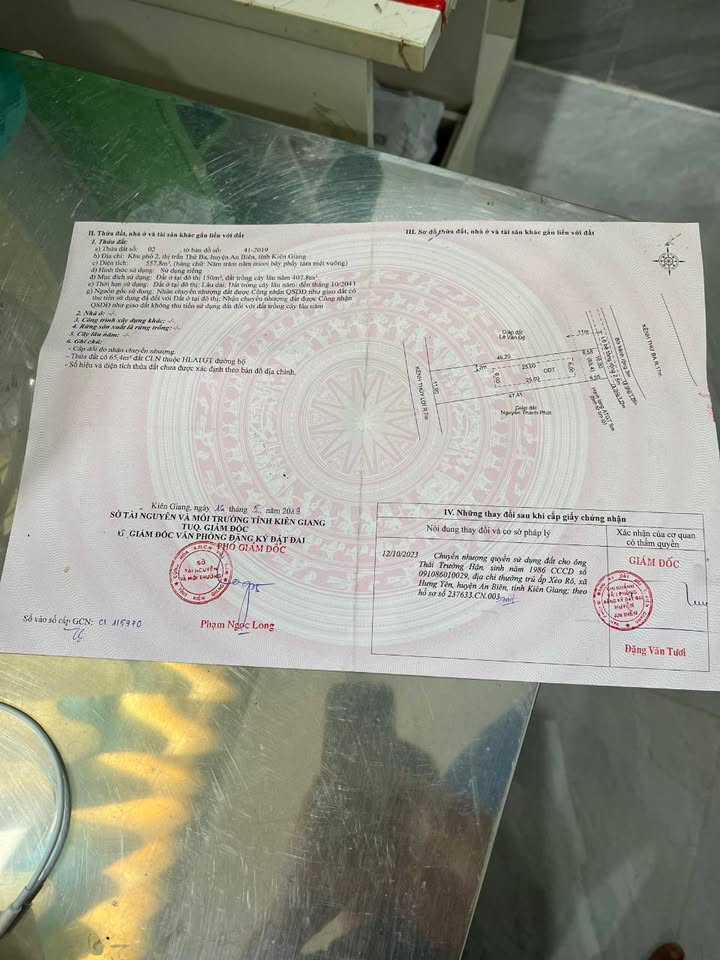 Đất nền Thị trấn Thứ Ba, An Biên – Từ 540m², sổ đỏ chính chủ!