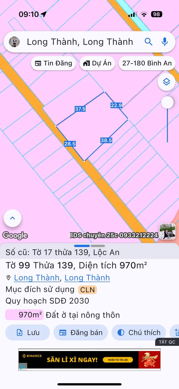 Đất nền Lộc An, Long Thành 1097m² - Sổ đỏ chính chủ, giá tốt!