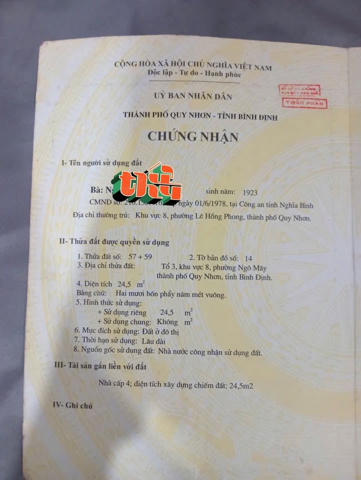 Nhà hẻm rộng Nguyễn Thái Học, Quy Nhơn - 24m² giá 1 tỷ nhỉnh