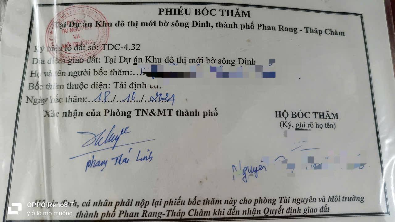 Phiếu Tái Định Cư Sông Dinh Phan Rang 61.4m² 2.2 tỷ - Pháp lý rõ ràng!