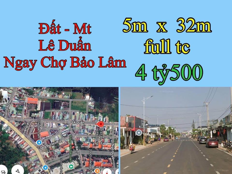 Đất nền mặt tiền Lê Duẩn Bảo Lâm 160m² - Đất thổ cư 100%!