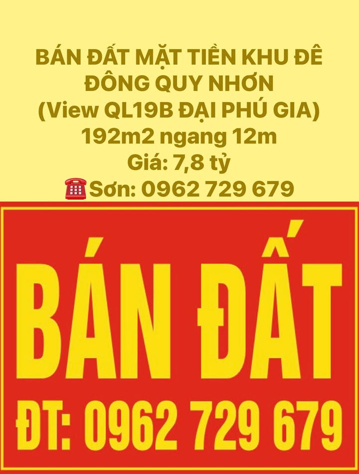 Đất Mặt Tiền QL19B Đại Phú Gia, Quy Nhơn - 192m² Hướng View Lý Tưởng