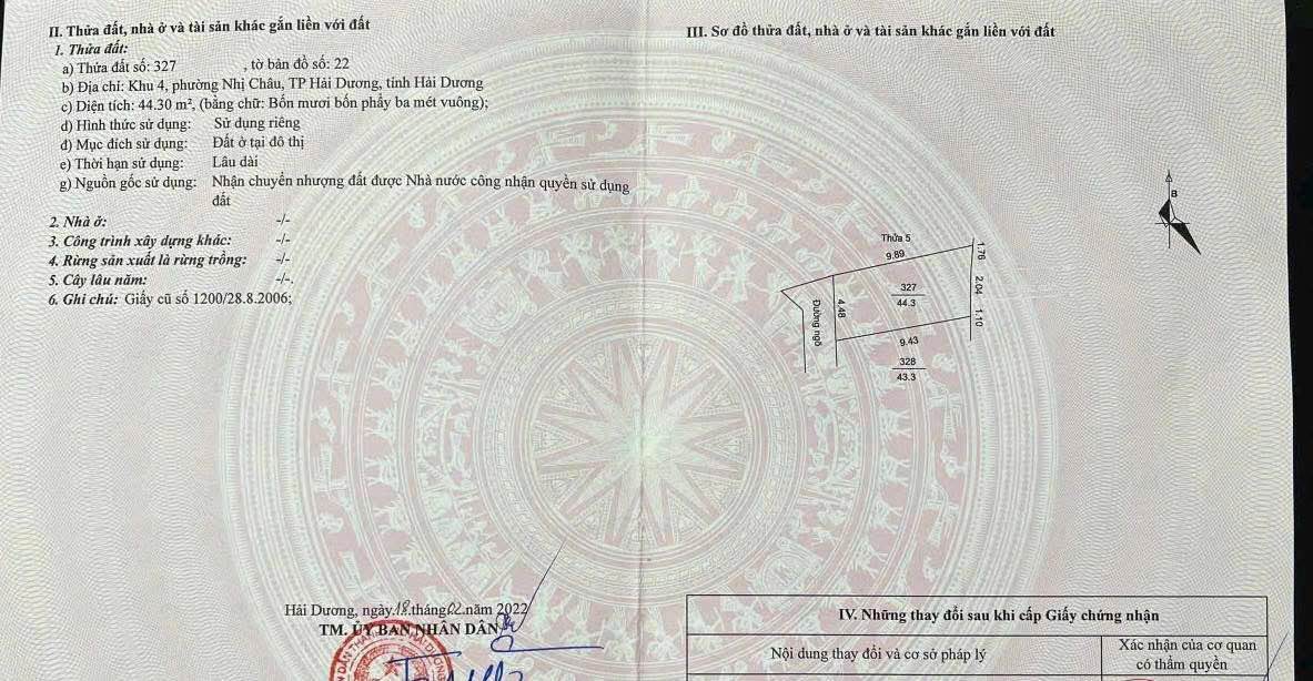 Đất nền Trần Hưng Đạo, Hải Dương 44.3m² - Sẵn sổ, gần phố