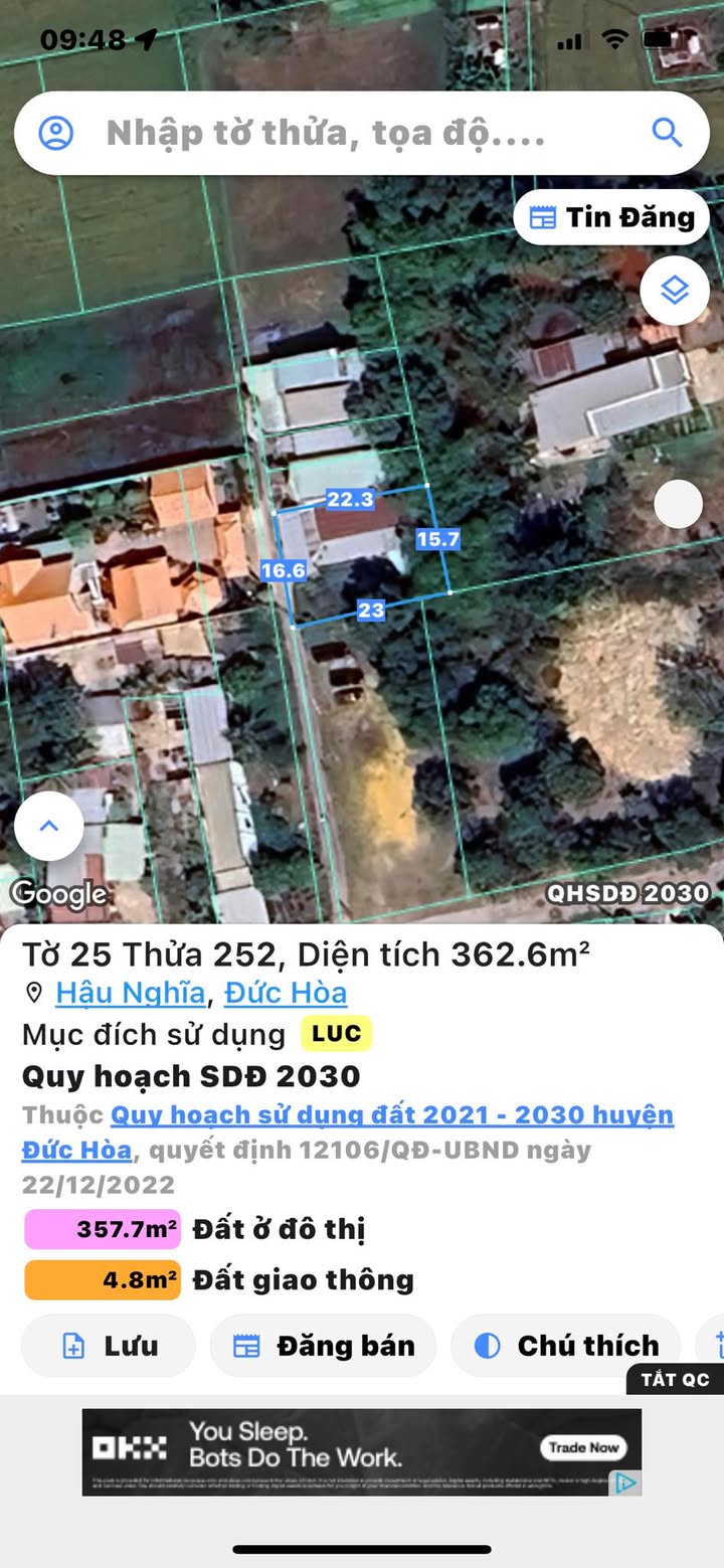 Bán Đất Hậu Nghĩa 345m² - Ngang 15.7m, Sổ Đỏ Rõ Ràng, Giá 2.2 Tỷ