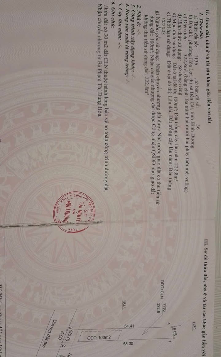 Đất thổ cư 336m² Bến Cát - Sổ hồng sẵn, gần KCN, giá 2.7 tỷ