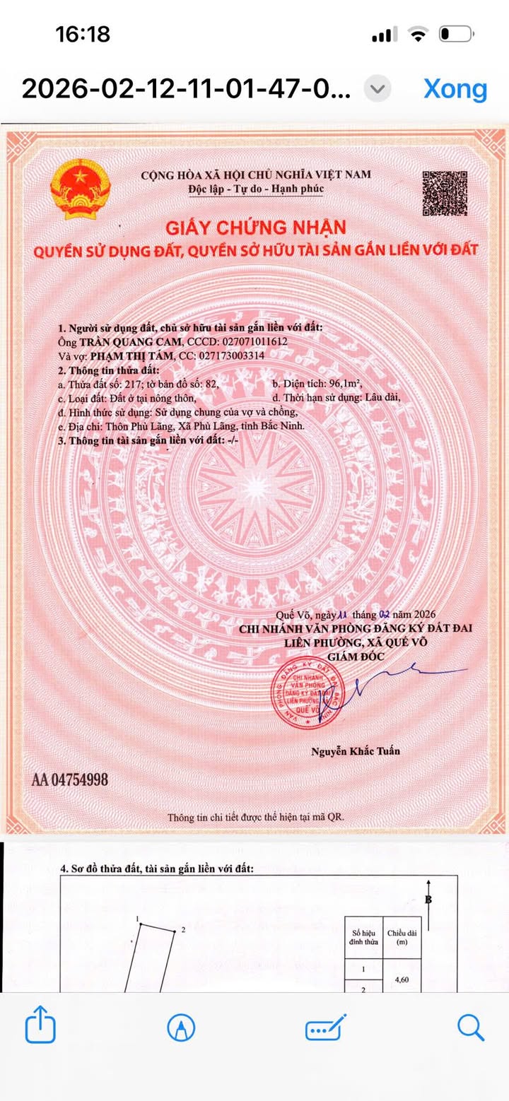 Đất nền Quế Võ 91m² giá 1.2 tỷ - Sổ đỏ sẵn, ô tô đỗ cửa!