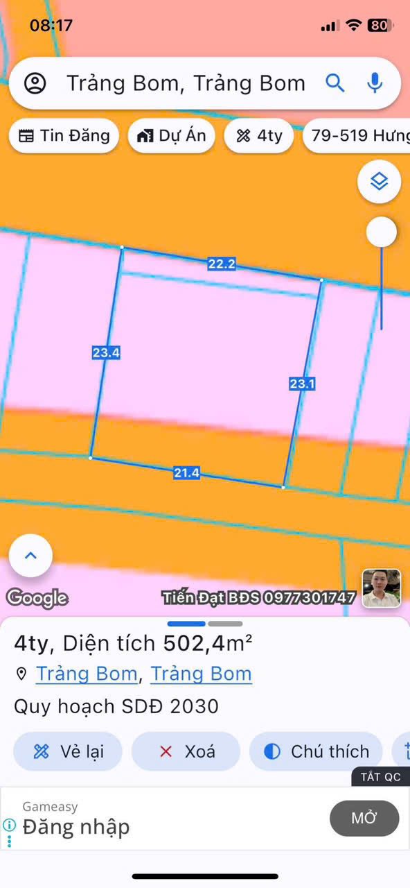 Đất nền Xã Giang Điền 500m² – Dòng tiền ổn định, tiềm năng vượt trội!