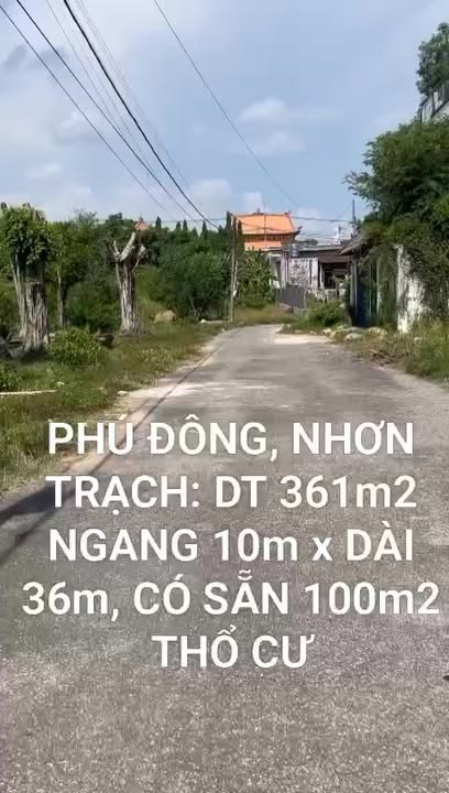 Đất nền Đại Phước Nhơn Trạch 361m² - Sổ đỏ thổ cư, gần Cát Lái