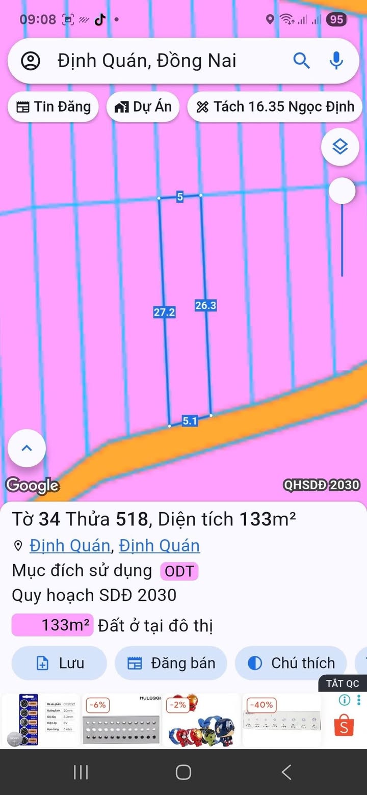 Đất nền Định Quán 135m² sổ sẵn - 750 triệu, gần QL20