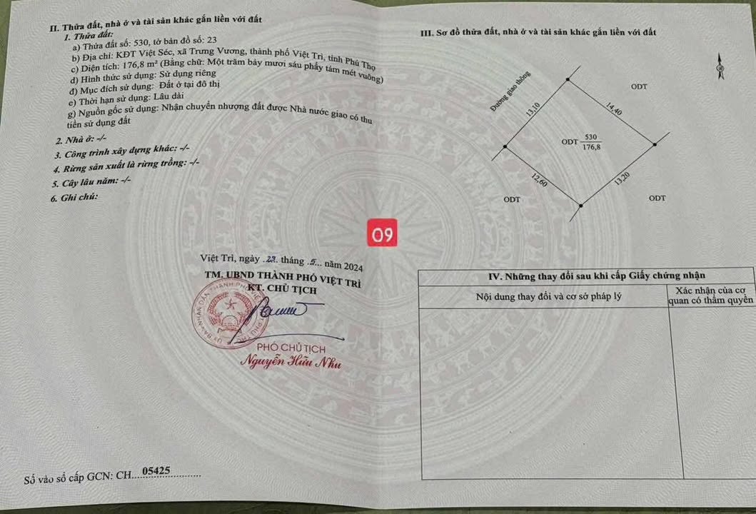 Đất KĐT Việt Séc, TP Việt Trì - 177m² Hướng Tây Bắc, Sẵn Sàng Xây Biệt Thự