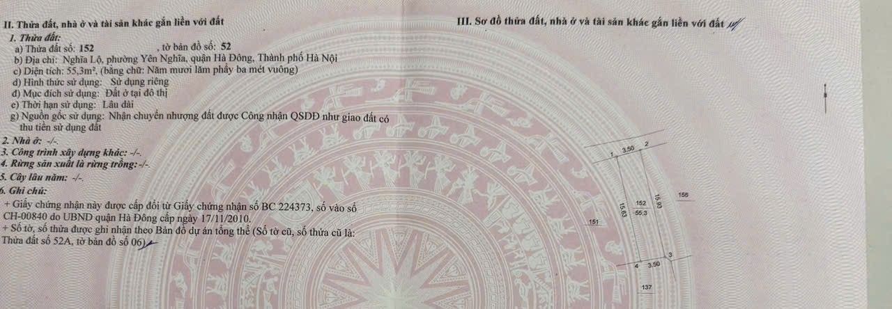 Đất Yên Nghĩa Hà Đông 56m² - Sổ đỏ sẵn, gần chợ, ô tô đỗ gần