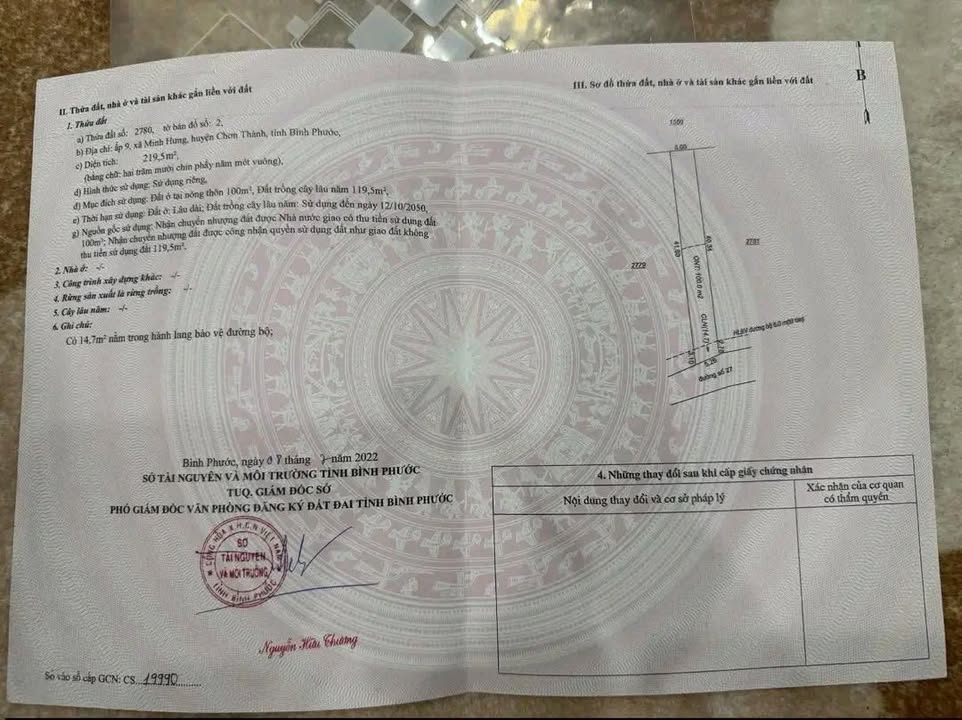 Đất nền Minh Hưng, Chơn Thành 2050m² - Sổ đỏ chính chủ!