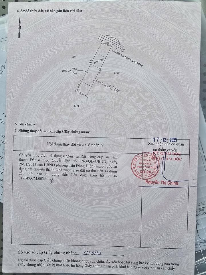 Bán Đất Tân Đông Hiệp Dĩ An 173m² - Thổ Cư 100m² - Giá 3.5 Tỷ Có TL