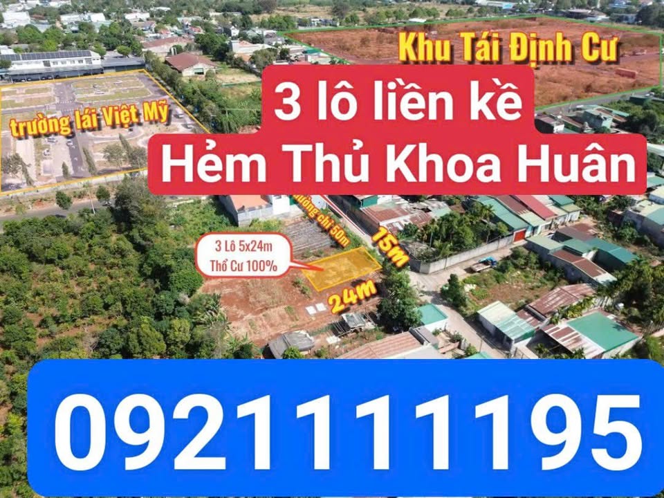 Đất nền sổ đỏ 120m² (5x24m) hẻm Thủ Khoa Huân, TP. Buôn Ma Thuột - 2.85 tỷ