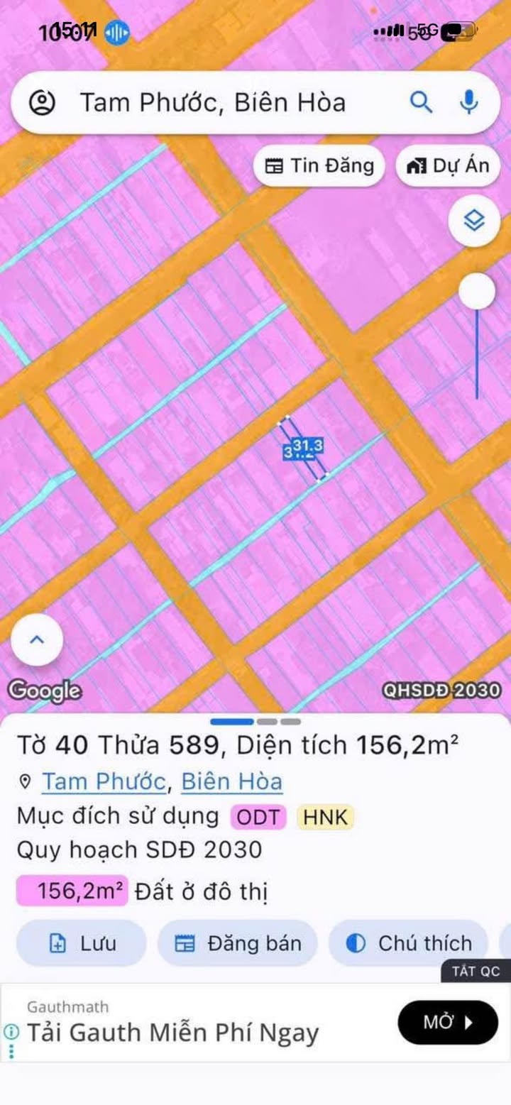 Đất Thổ Cư Sổ Hồng Riêng Hóc Môn - 155m² - Giá 2.5 Tỷ