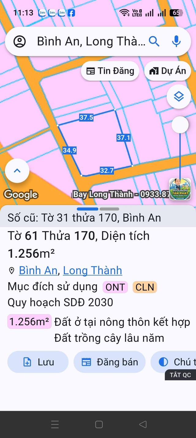 Đất nền Bình An Long Thành 1256m² - 8.8 tỷ, Tiềm năng tăng giá vượt trội!