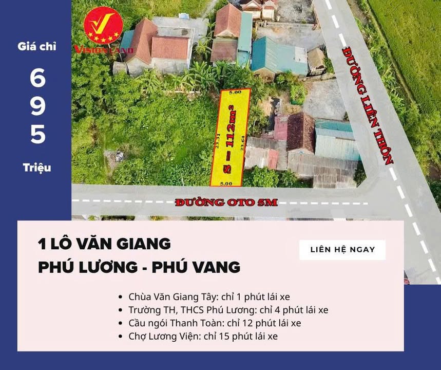 Đất nền Phú Lương 112m² 695 triệu – Sổ đỏ chính chủ