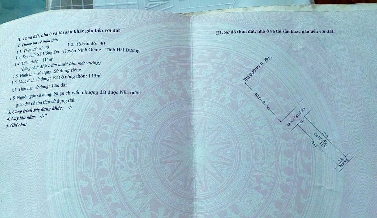 Đất nền Ninh Giang 115m² giá 3 tỷ - Sổ đỏ chính chủ, vị trí vàng!