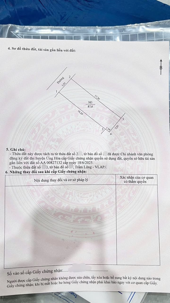Đất nền Trầm Lộng, Ứng Hoà 87.6m² - Sổ đỏ chính chủ, view hồ thoáng mát