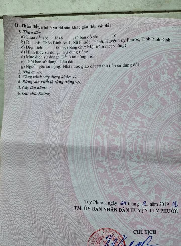 Đất nền Tuy Phước 100m² - Sổ đỏ chính chủ, đường ô tô, giá 7XX triệu