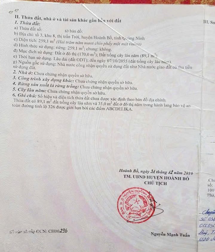 Đất nền Trới Hạ Long 259m² - Sổ đỏ chính chủ, Mặt tiền kinh doanh!