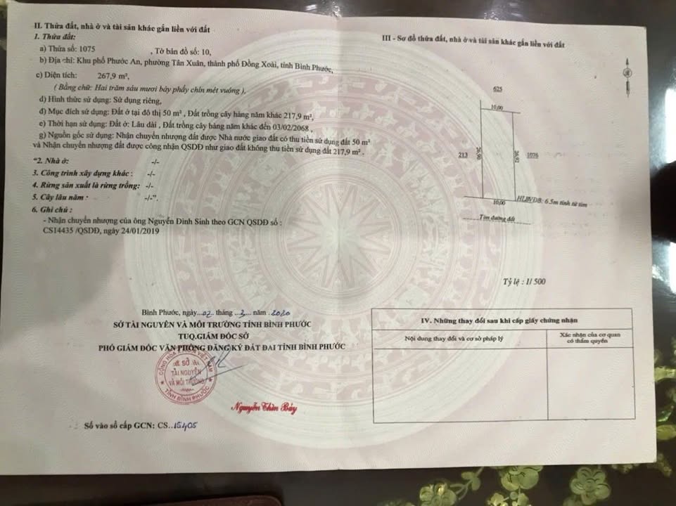 Đất nền Tân Quan, Hớn Quản 275m² - Sổ đỏ chính chủ, tiềm năng sinh lời!