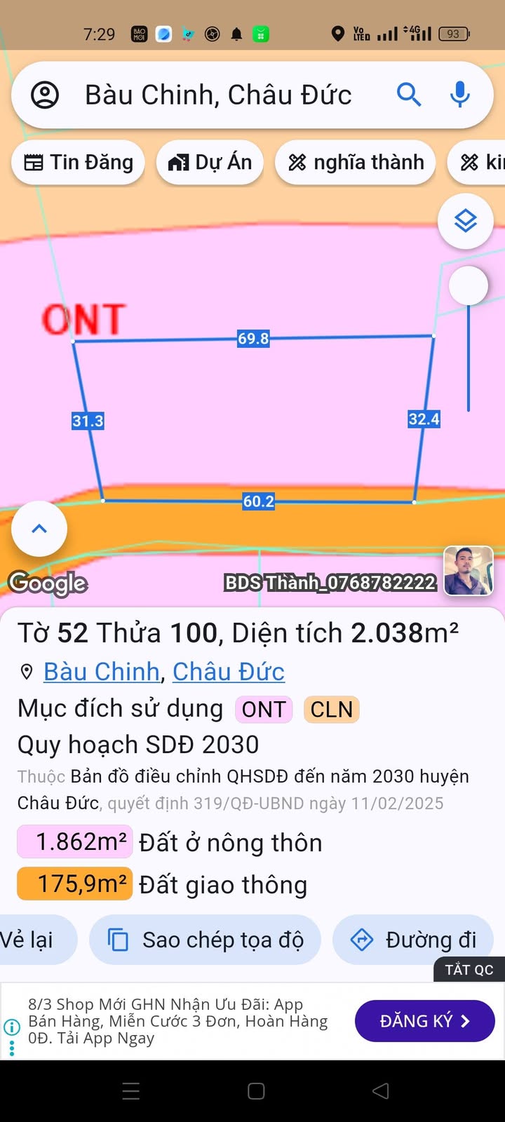 Đất Nền Bàu Chinh Châu Đức 1920m² 5.5 Tỷ - Sổ Đỏ Chính Chủ Giá Tốt Hiếm Có