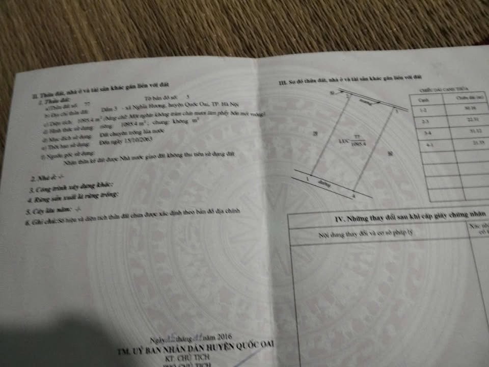 Đất nền Nghĩa Hương, Quốc Oai 1080m² - Sổ hồng chính chủ