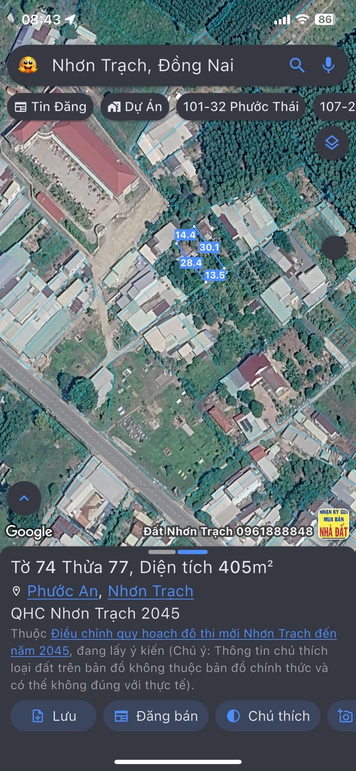 Đất nền Xã Phước An Nhơn Trạch 405m² giá 2.7 tỷ - Sổ hồng trao tay!