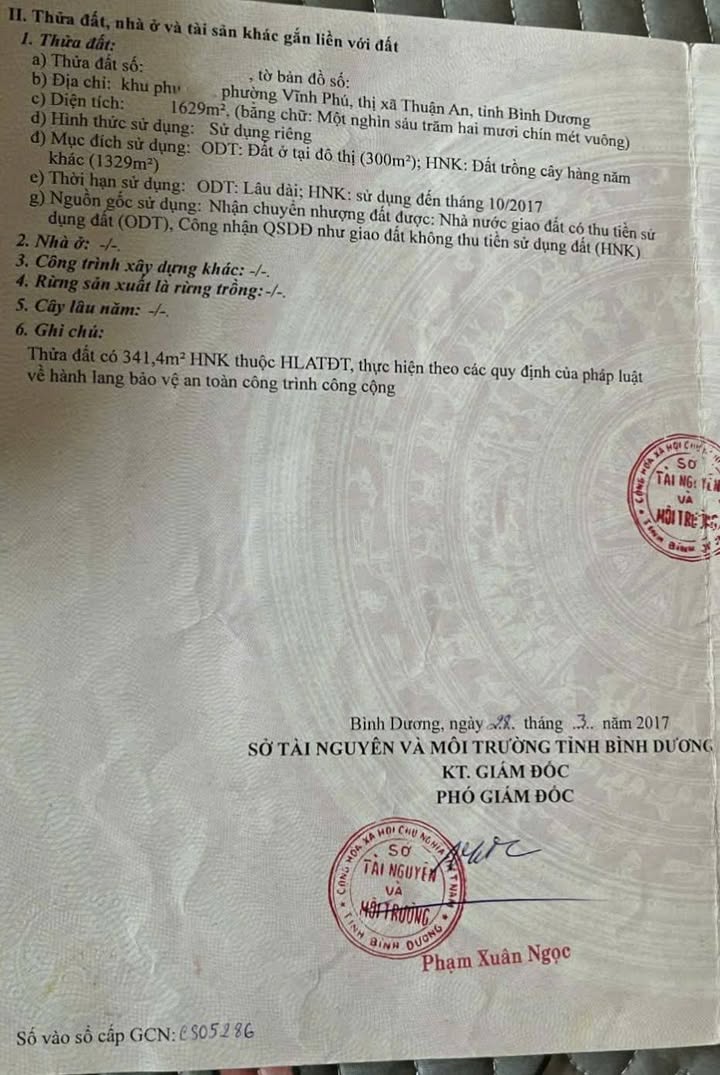 Lô đất Vĩnh Phú, Thuận An 1019m² - Sổ đỏ chính chủ, xây tự do!