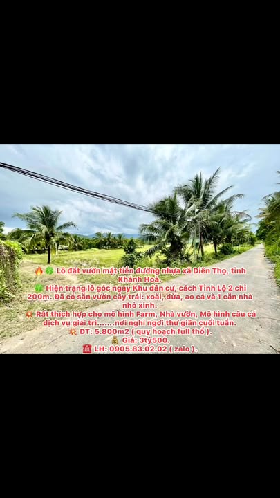 Farm Diên Thọ Diên Khánh 5.800m² 3.5 tỷ - Nghỉ dưỡng cuối tuần