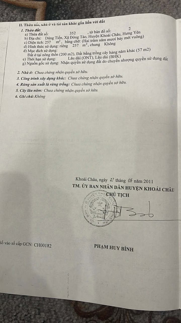 Đất nền Khoái Châu Hưng Yên 257m² - Sổ đỏ chính chủ, ô tô tận nơi!