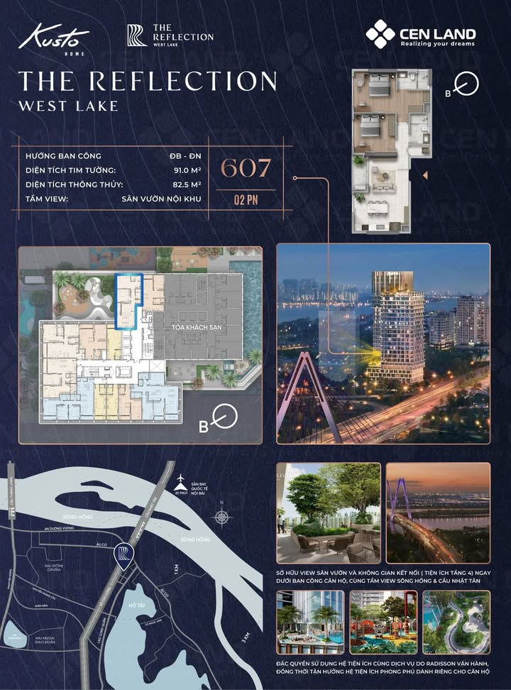 Căn hộ Reflection Tây Hồ 83m² thỏa thuận - View Nhật Tân