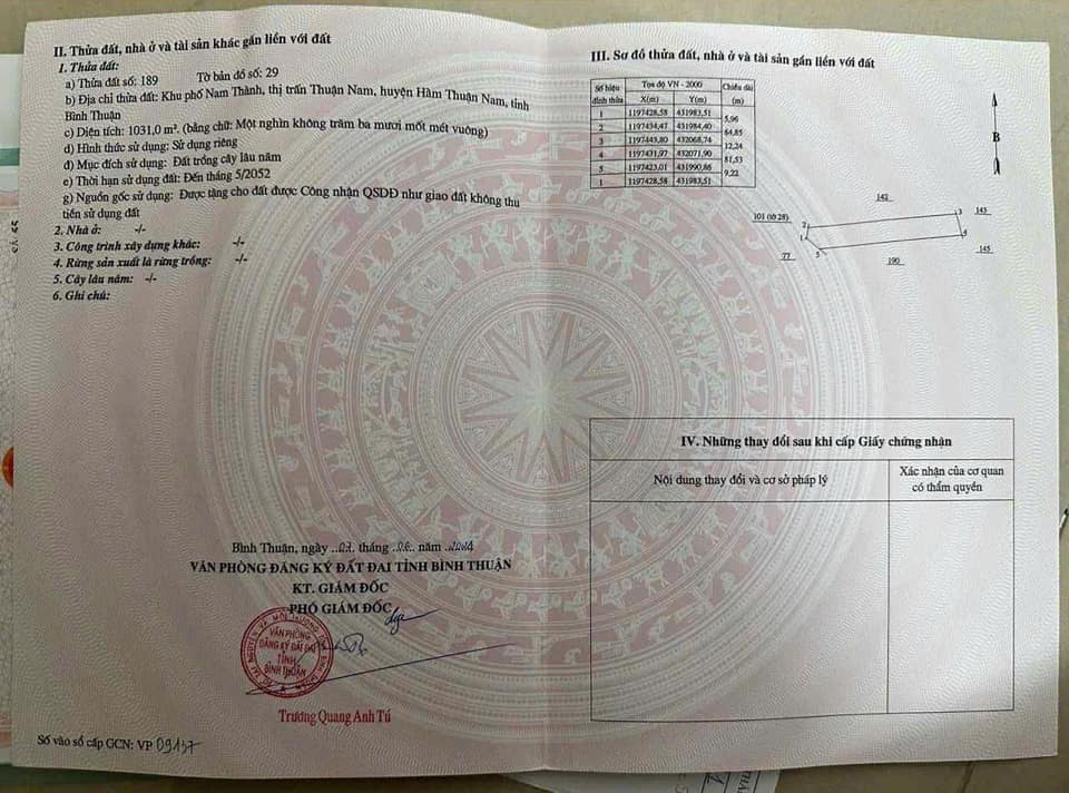 Đất Vườn 1.031m² Gần KDL Tà Cú, Bình Thuận - Sổ Riêng, Giá 590 Triệu